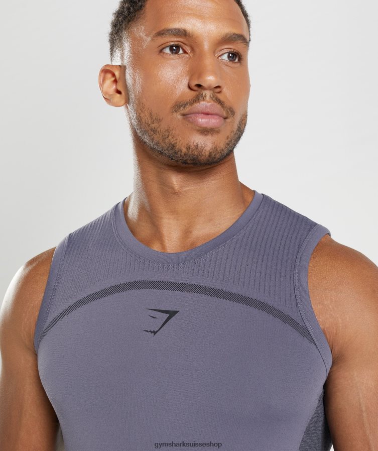 ch Gymshark Hommes 315 réservoir sans soudure mercure violet/noir 02FP6T967 vêtements