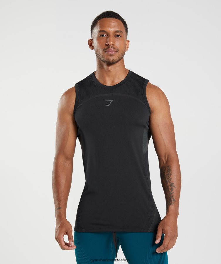 ch Gymshark Hommes 315 réservoir sans soudure noir 02FP6T911 vêtements