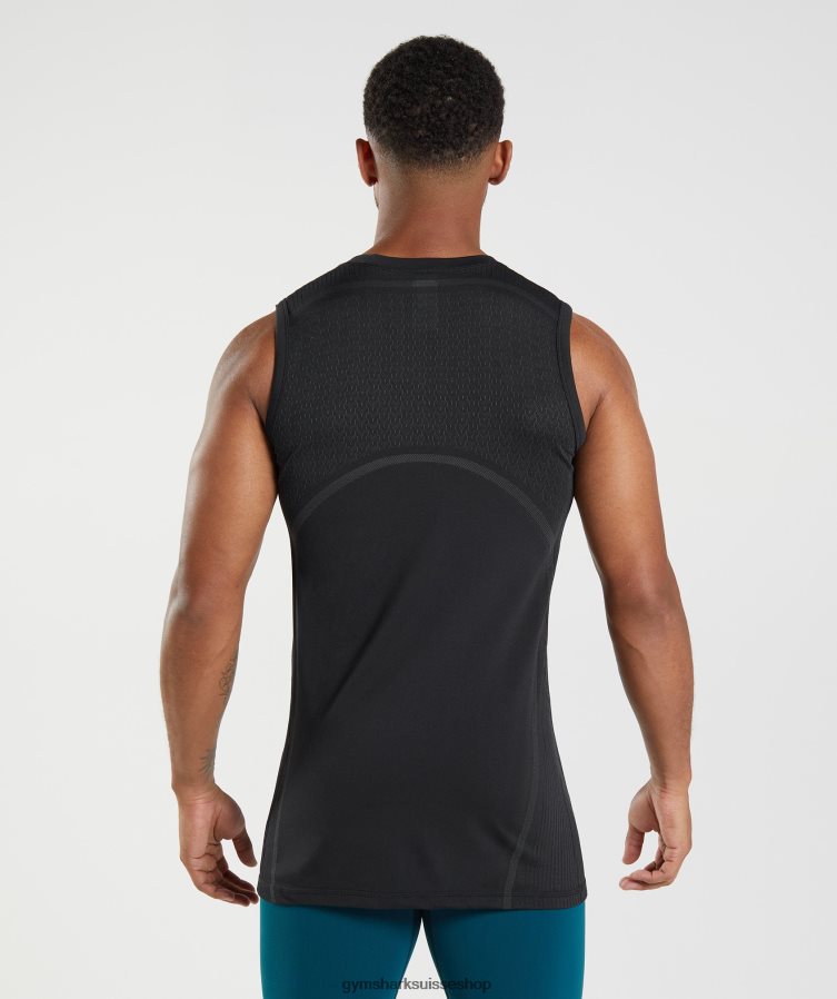 ch Gymshark Hommes 315 réservoir sans soudure noir 02FP6T911 vêtements