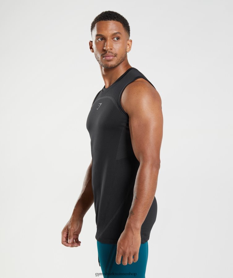 ch Gymshark Hommes 315 réservoir sans soudure noir 02FP6T911 vêtements