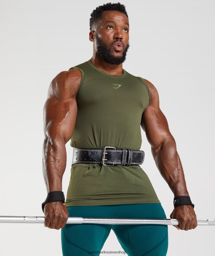 ch Gymshark Hommes 315 réservoir sans soudure noyau olive/marais vert 02FP6T894 vêtements