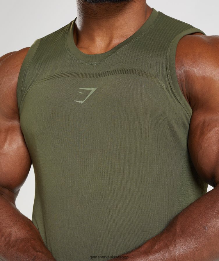 ch Gymshark Hommes 315 réservoir sans soudure noyau olive/marais vert 02FP6T894 vêtements