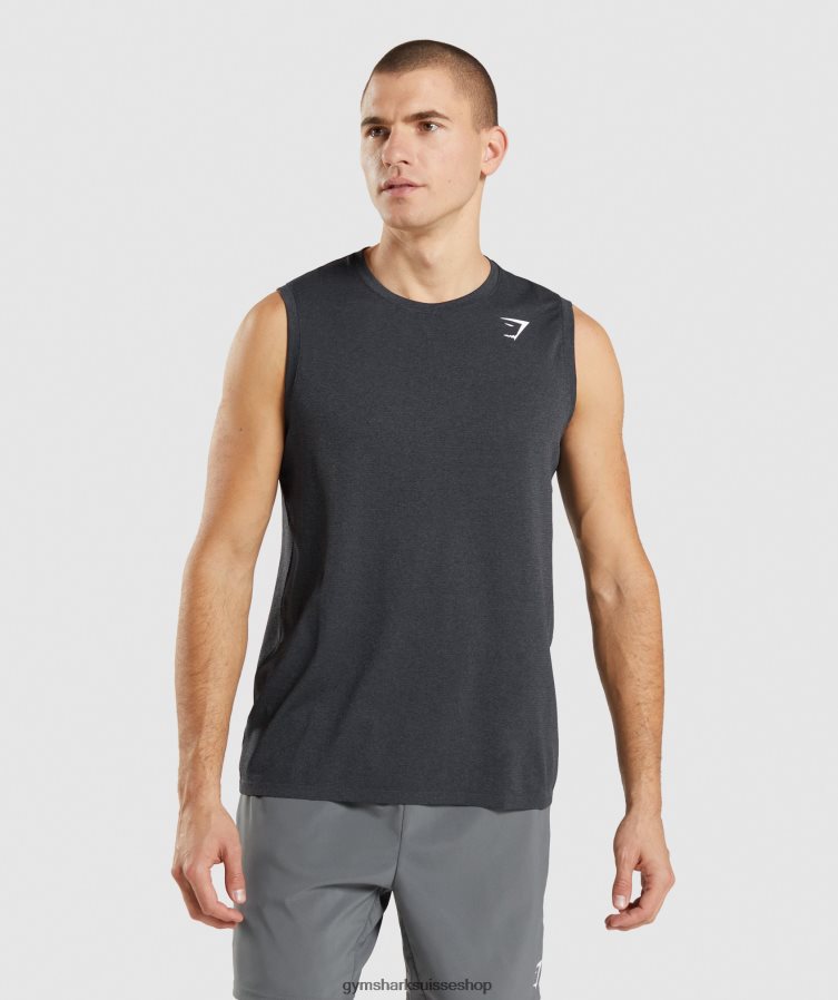 ch Gymshark Hommes arrivée réservoir sans couture noir chiné 02FP6T927 vêtements
