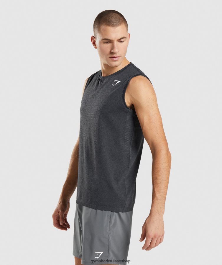 ch Gymshark Hommes arrivée réservoir sans couture noir chiné 02FP6T927 vêtements