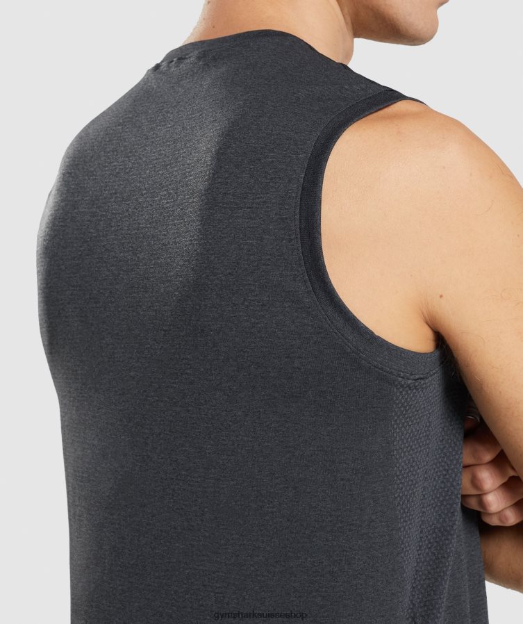ch Gymshark Hommes arrivée réservoir sans couture noir chiné 02FP6T927 vêtements