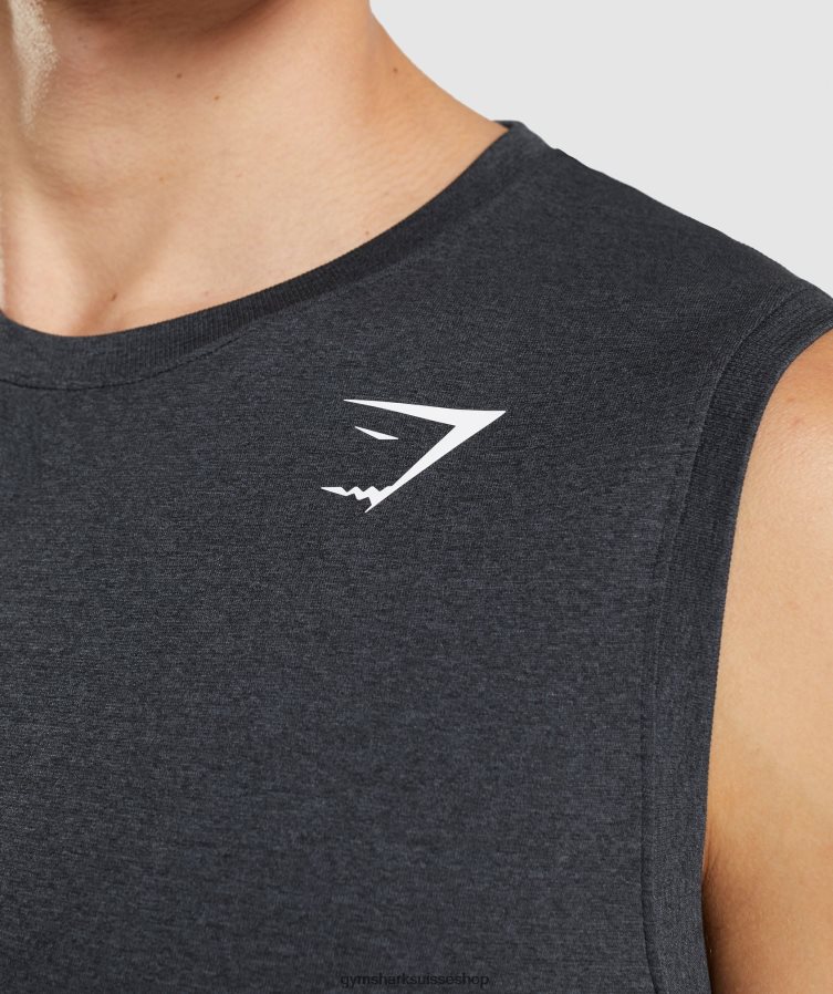 ch Gymshark Hommes arrivée réservoir sans couture noir chiné 02FP6T927 vêtements