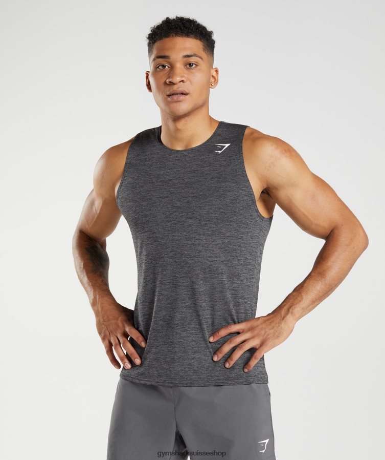 ch Gymshark Hommes arrivage de réservoir slim chiné noir/gris silhouette chiné 02FP6T895 vêtements