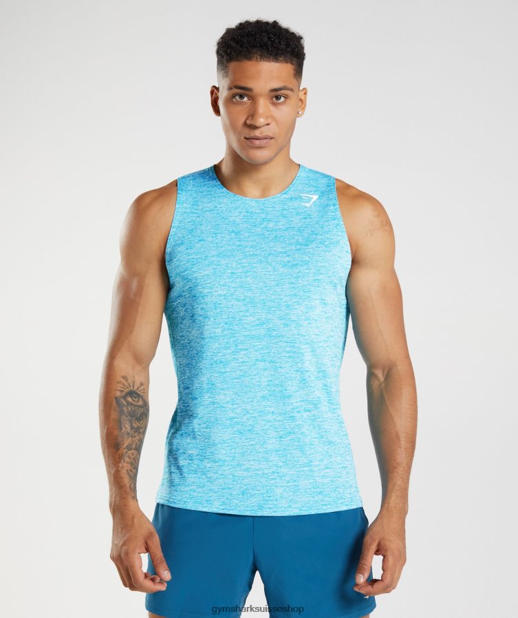 ch Gymshark Hommes arrivage de réservoir slim chiné requin bleu/blanc chiné 02FP6T940 vêtements