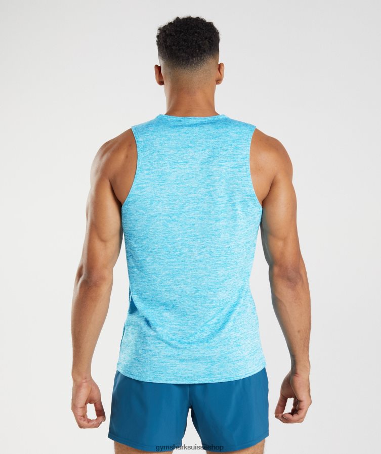 ch Gymshark Hommes arrivage de réservoir slim chiné requin bleu/blanc chiné 02FP6T940 vêtements