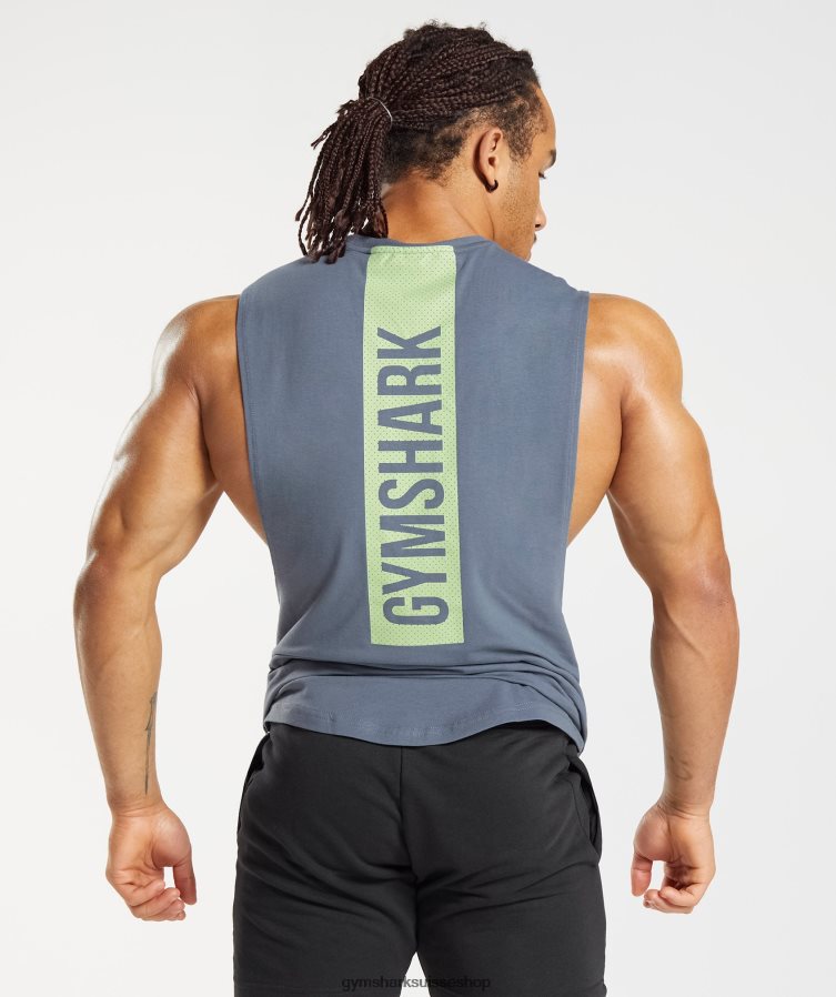 ch Gymshark Hommes débardeur audacieux à bras tombants bleu du soir 02FP6T907 vêtements