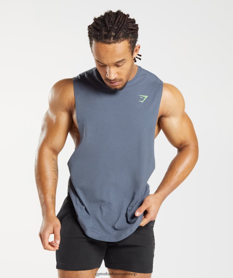 ch Gymshark Hommes débardeur audacieux à bras tombants bleu du soir 02FP6T907 vêtements