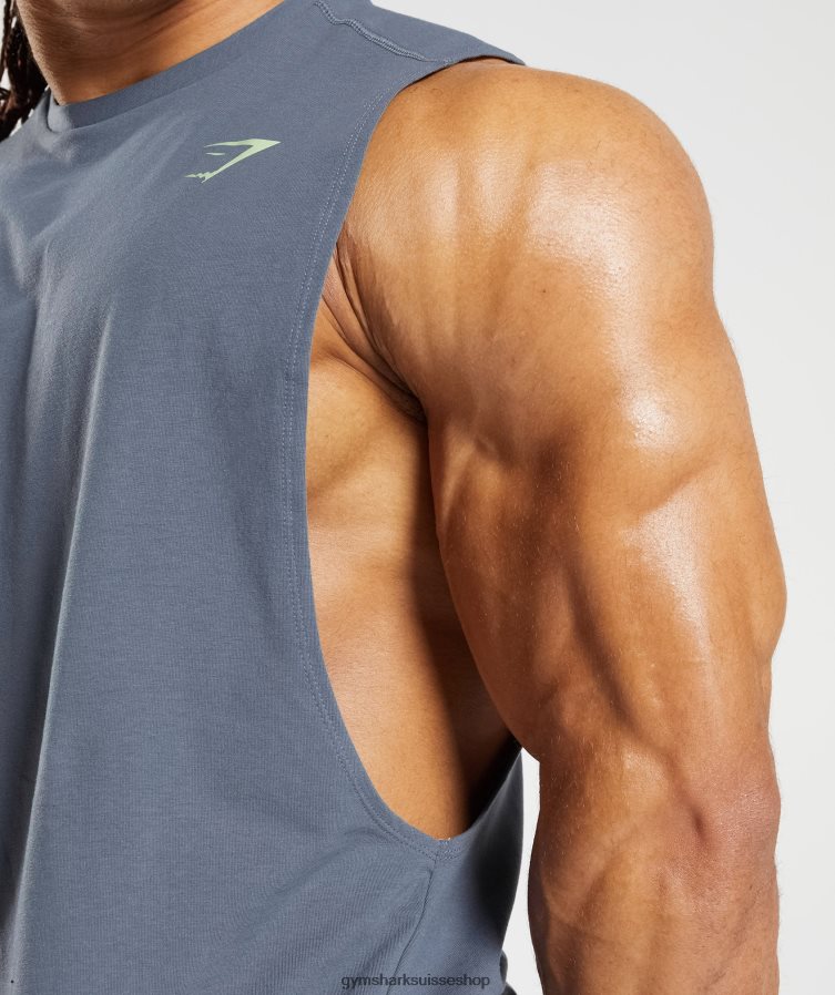 ch Gymshark Hommes débardeur audacieux à bras tombants bleu du soir 02FP6T907 vêtements