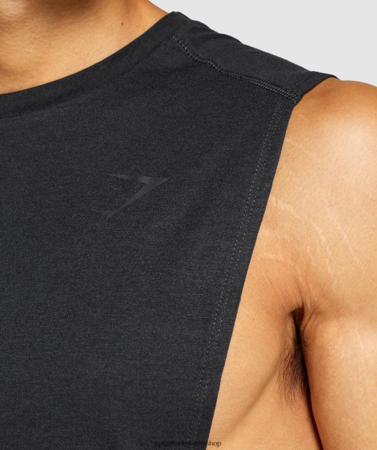 ch Gymshark Hommes débardeur audacieux à bras tombants noir 02FP6T890 vêtements