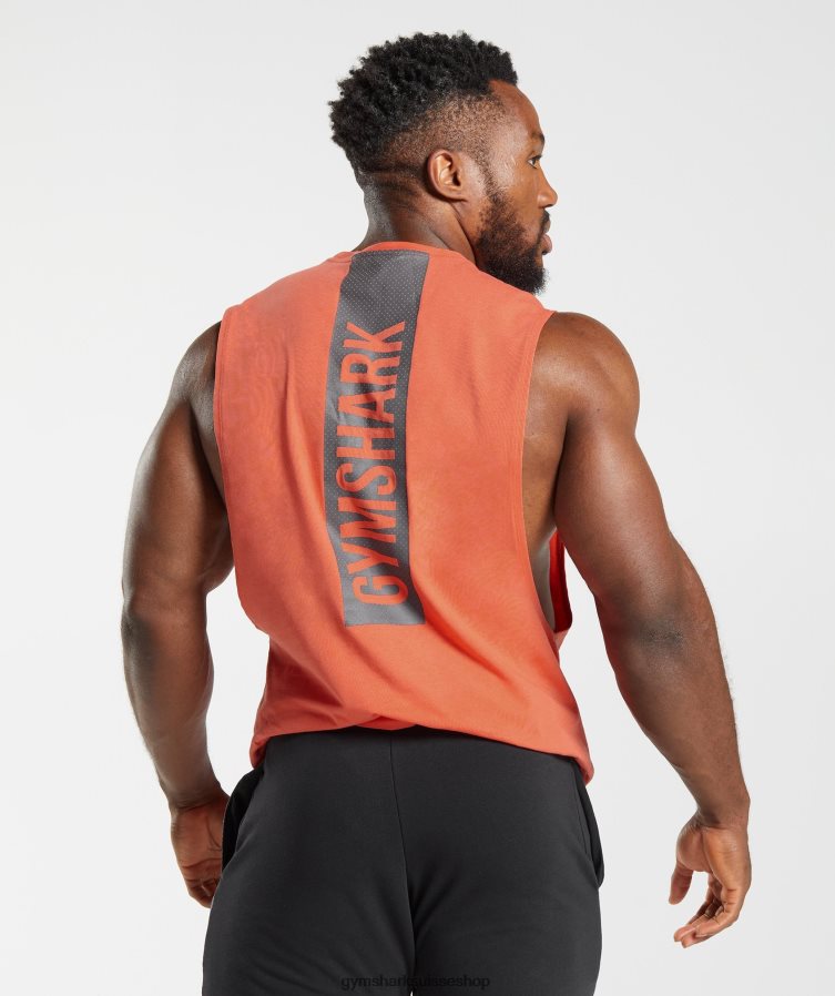ch Gymshark Hommes débardeur audacieux à bras tombants orange aérospatiale 02FP6T921 vêtements