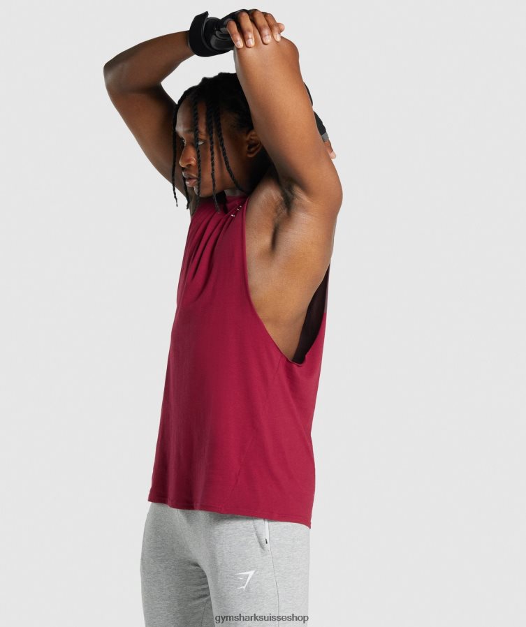ch Gymshark Hommes réservoir à bras tombant critique 2.0 Bourgogne 02FP6T961 vêtements