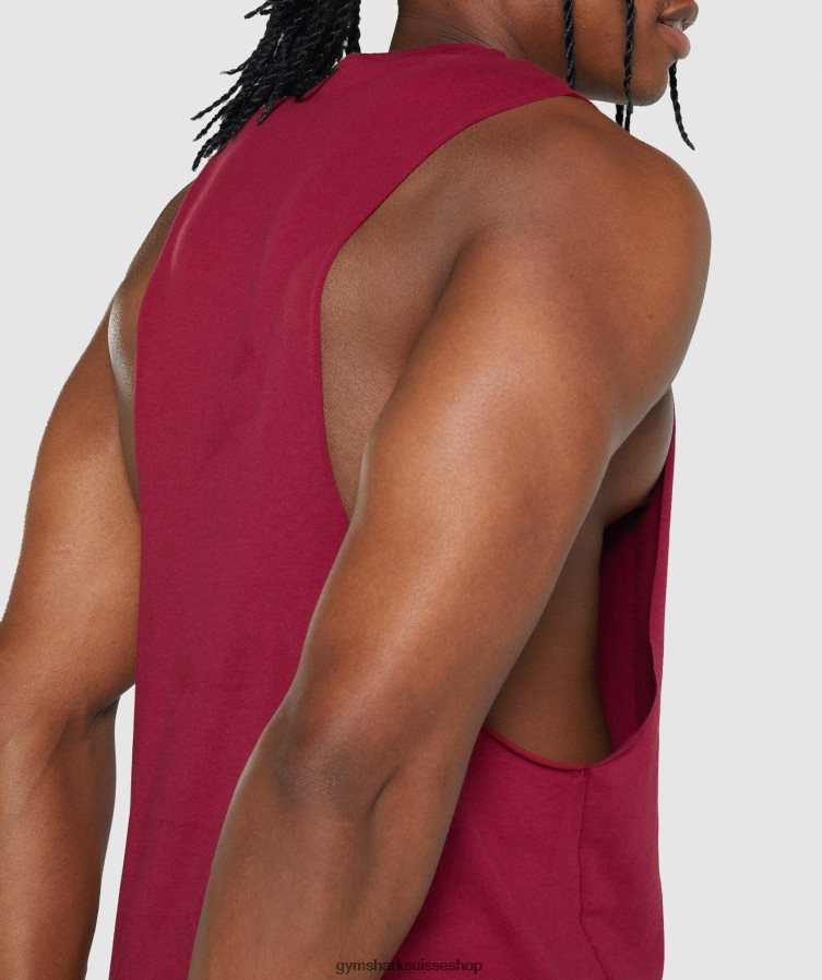 ch Gymshark Hommes réservoir à bras tombant critique 2.0 Bourgogne 02FP6T961 vêtements