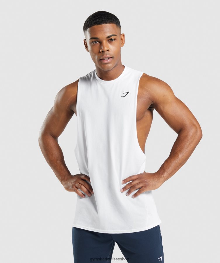 ch Gymshark Hommes réservoir à bras tombant critique 2.0 blanc 02FP6T901 vêtements