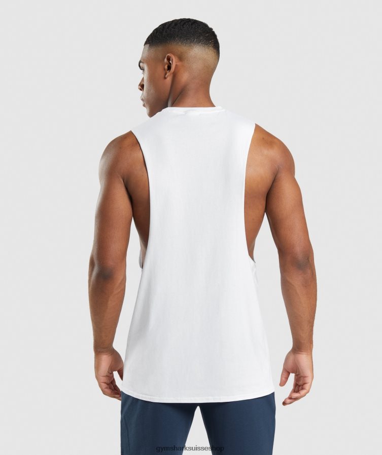 ch Gymshark Hommes réservoir à bras tombant critique 2.0 blanc 02FP6T901 vêtements