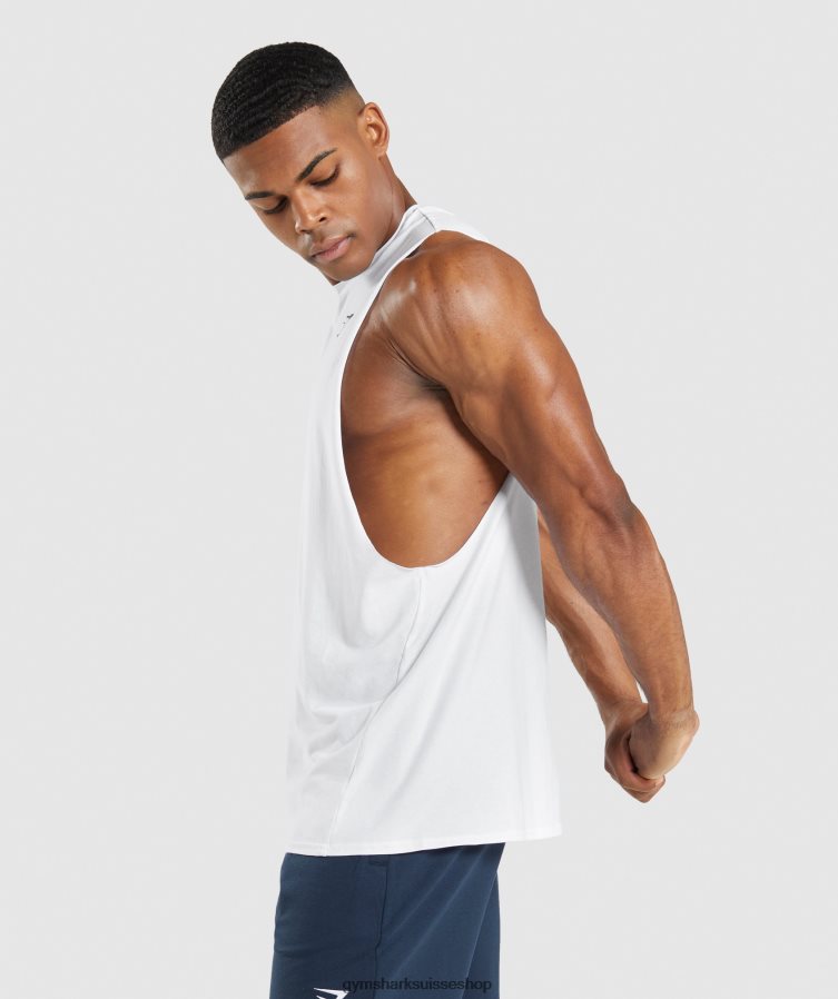 ch Gymshark Hommes réservoir à bras tombant critique 2.0 blanc 02FP6T901 vêtements