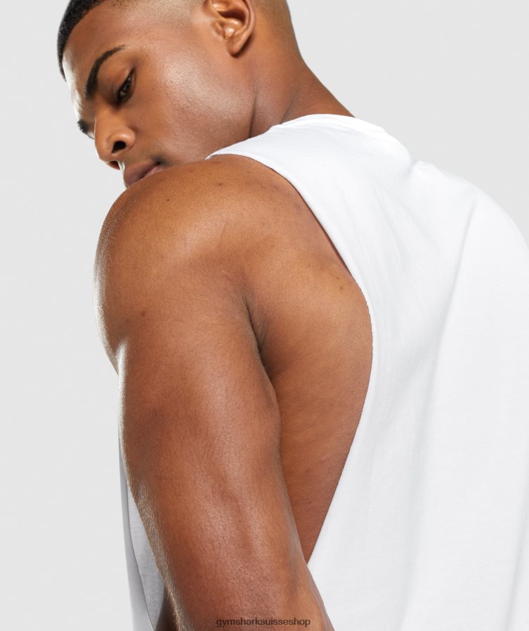 ch Gymshark Hommes réservoir à bras tombant critique 2.0 blanc 02FP6T901 vêtements