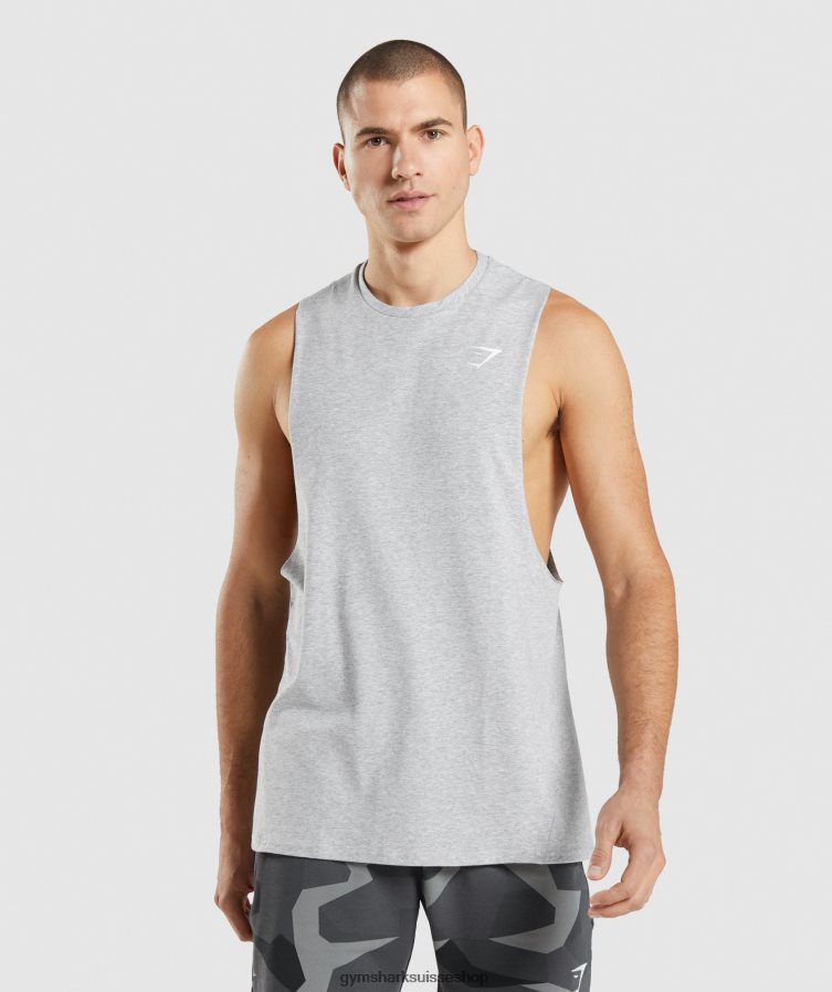 ch Gymshark Hommes réservoir à bras tombant critique 2.0 gris clair chiné 02FP6T887 vêtements