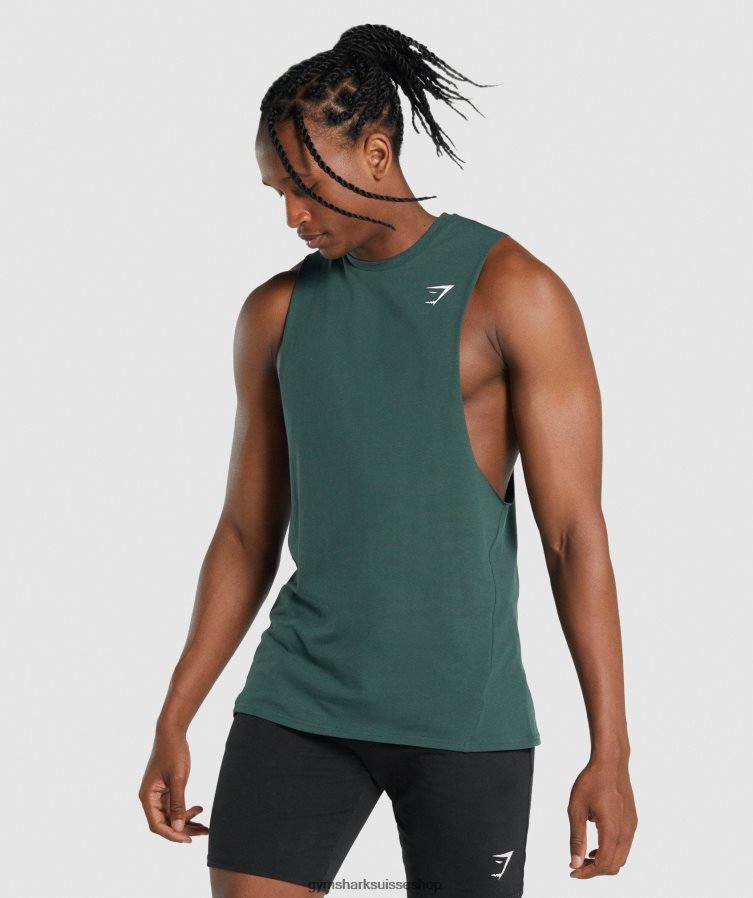 ch Gymshark Hommes réservoir à bras tombant critique 2.0 vert foncé 02FP6T931 vêtements
