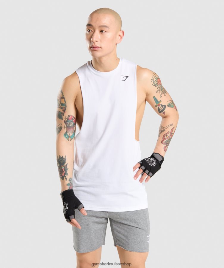 ch Gymshark Hommes réservoir à bras tombant critique blanc 02FP6T936 vêtements