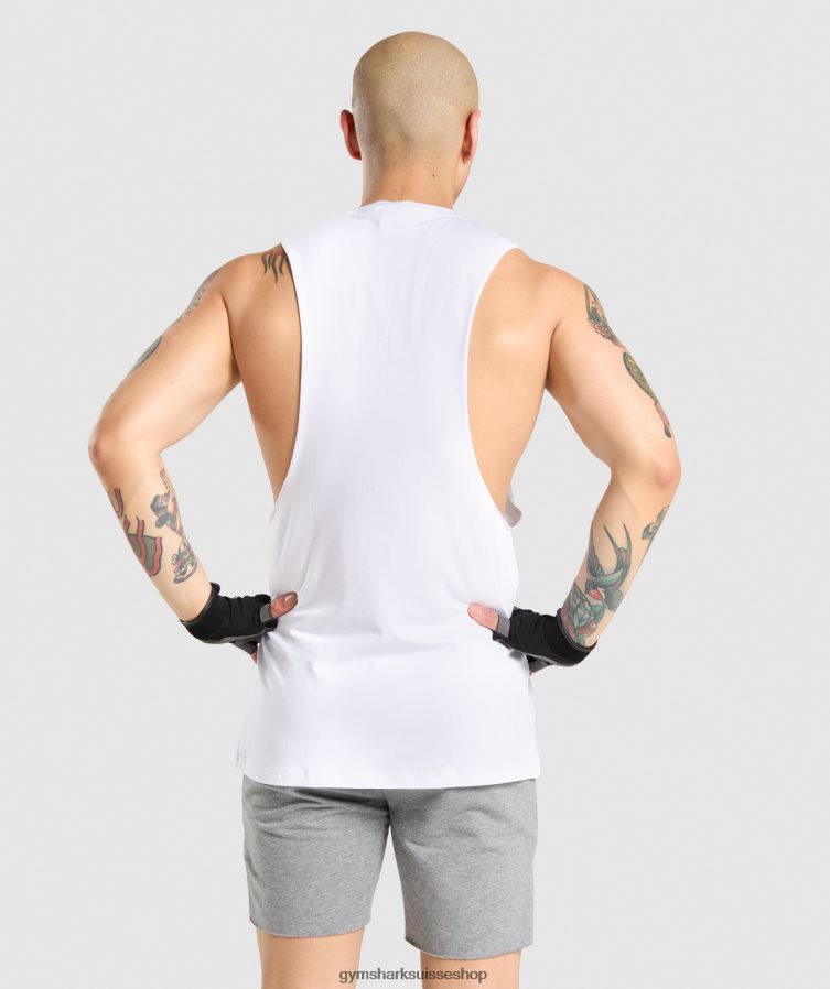 ch Gymshark Hommes réservoir à bras tombant critique blanc 02FP6T936 vêtements