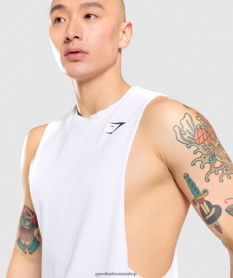 ch Gymshark Hommes réservoir à bras tombant critique blanc 02FP6T936 vêtements