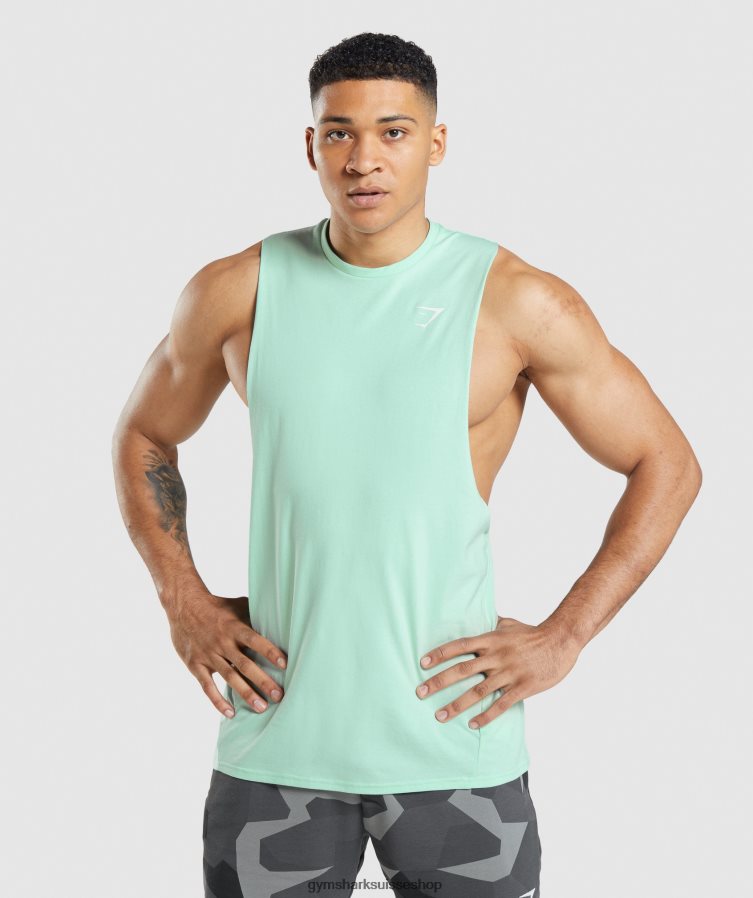 ch Gymshark Hommes réservoir à bras tombant critique bleu turbo 02FP6T941 vêtements