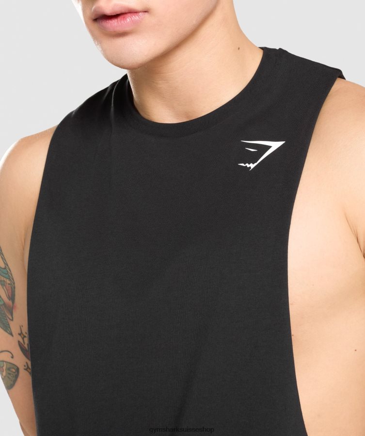 ch Gymshark Hommes réservoir à bras tombant critique noir 02FP6T946 vêtements