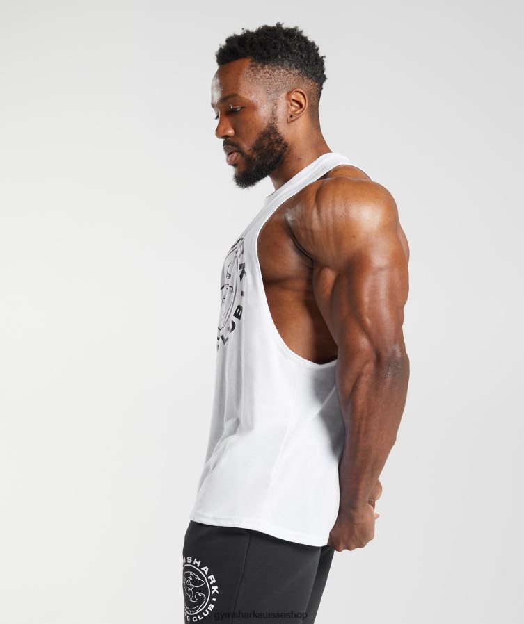 ch Gymshark Hommes réservoir à bras tombant hérité blanc 02FP6T935 vêtements