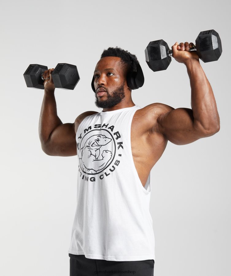 ch Gymshark Hommes réservoir à bras tombant hérité blanc 02FP6T935 vêtements