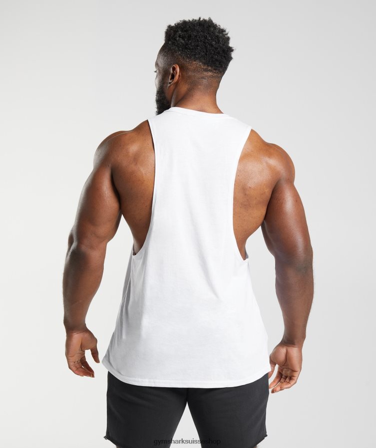 ch Gymshark Hommes réservoir à bras tombant hérité blanc 02FP6T935 vêtements