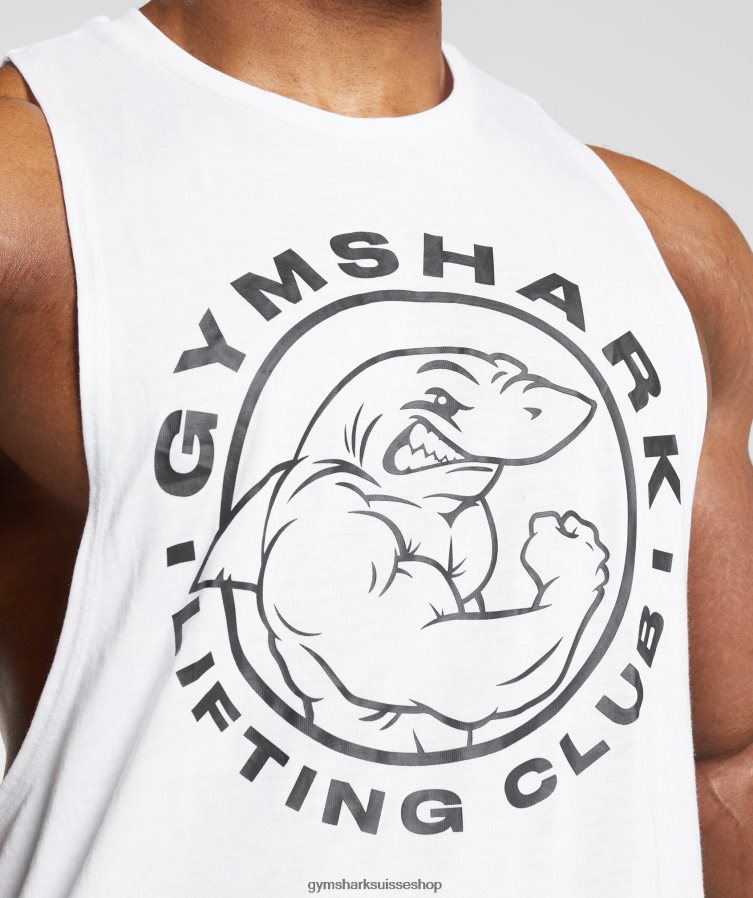 ch Gymshark Hommes réservoir à bras tombant hérité blanc 02FP6T935 vêtements