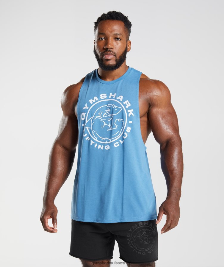 ch Gymshark Hommes réservoir à bras tombant hérité bleu côtier 02FP6T958 vêtements