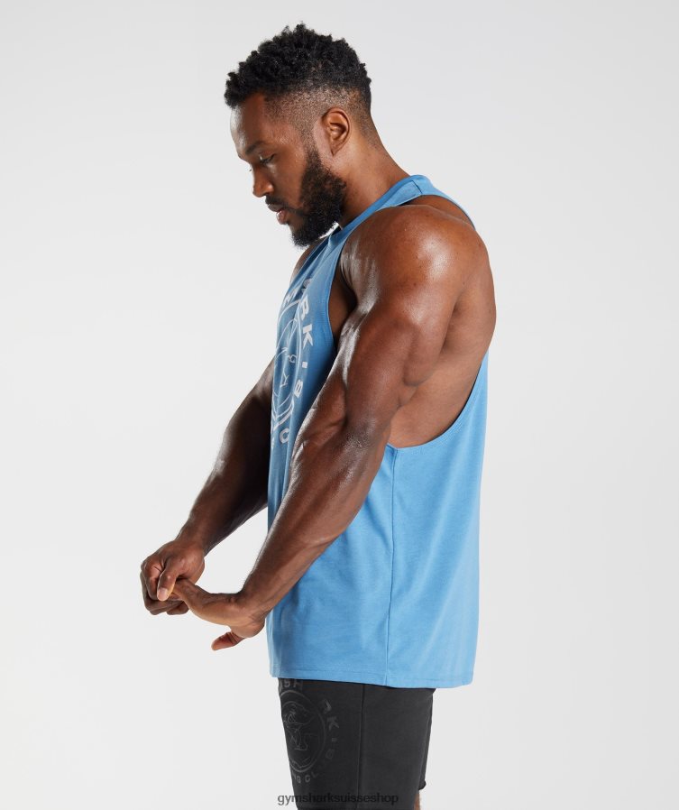 ch Gymshark Hommes réservoir à bras tombant hérité bleu côtier 02FP6T958 vêtements