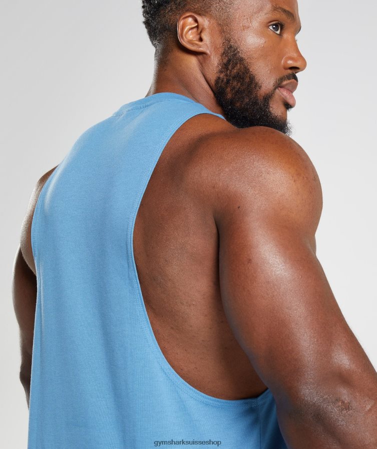 ch Gymshark Hommes réservoir à bras tombant hérité bleu côtier 02FP6T958 vêtements