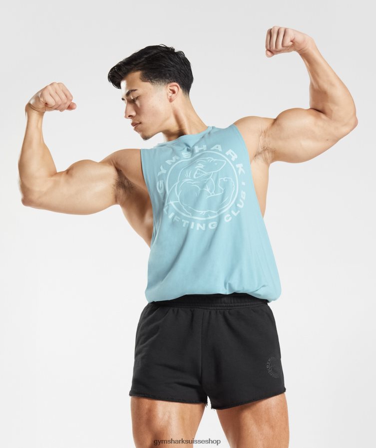 ch Gymshark Hommes réservoir à bras tombant hérité bleu glacier 02FP6T956 vêtements