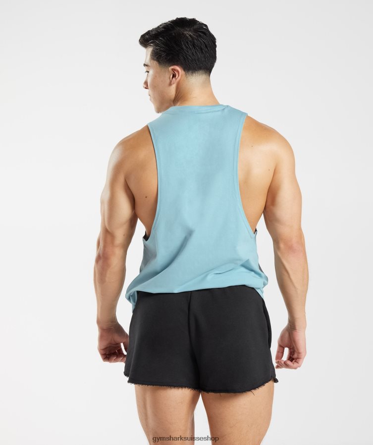 ch Gymshark Hommes réservoir à bras tombant hérité bleu glacier 02FP6T956 vêtements