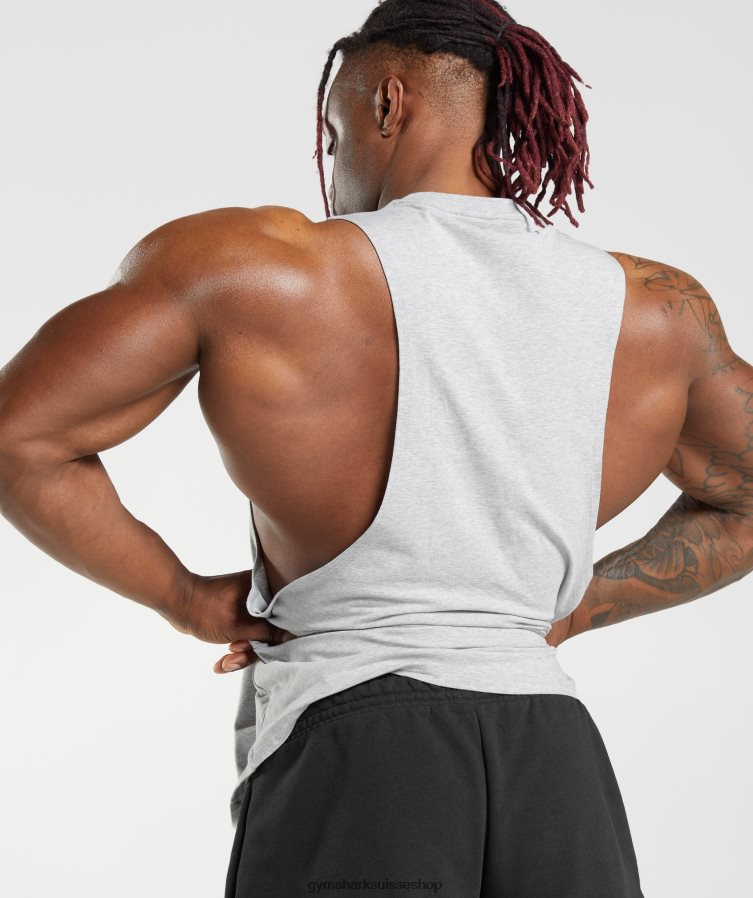 ch Gymshark Hommes réservoir à bras tombant hérité gris clair chiné 02FP6T932 vêtements