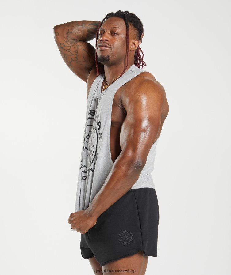 ch Gymshark Hommes réservoir à bras tombant hérité gris clair chiné 02FP6T932 vêtements