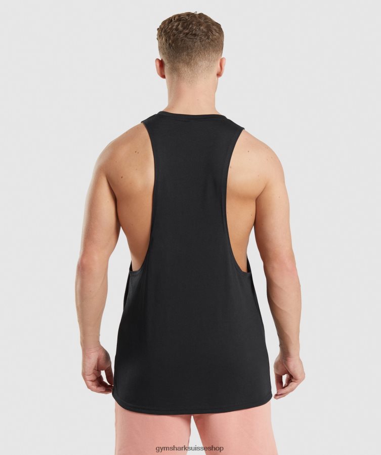 ch Gymshark Hommes réservoir à bras tombant hérité noir 02FP6T923 vêtements
