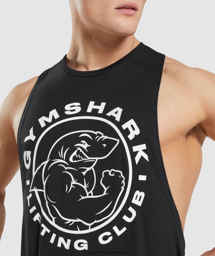 ch Gymshark Hommes réservoir à bras tombant hérité noir 02FP6T923 vêtements