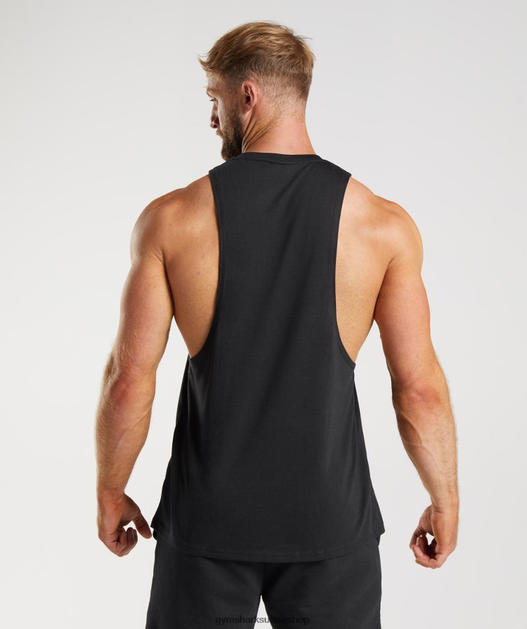 ch Gymshark Hommes réservoir à bras tombant hérité noir 02FP6T944 vêtements