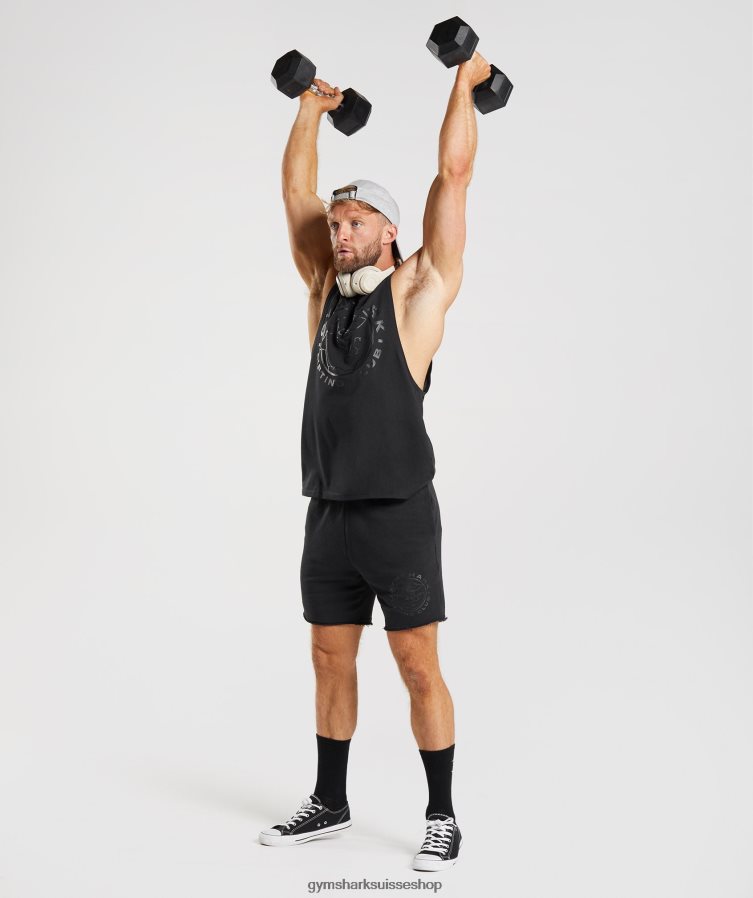 ch Gymshark Hommes réservoir à bras tombant hérité noir 02FP6T944 vêtements