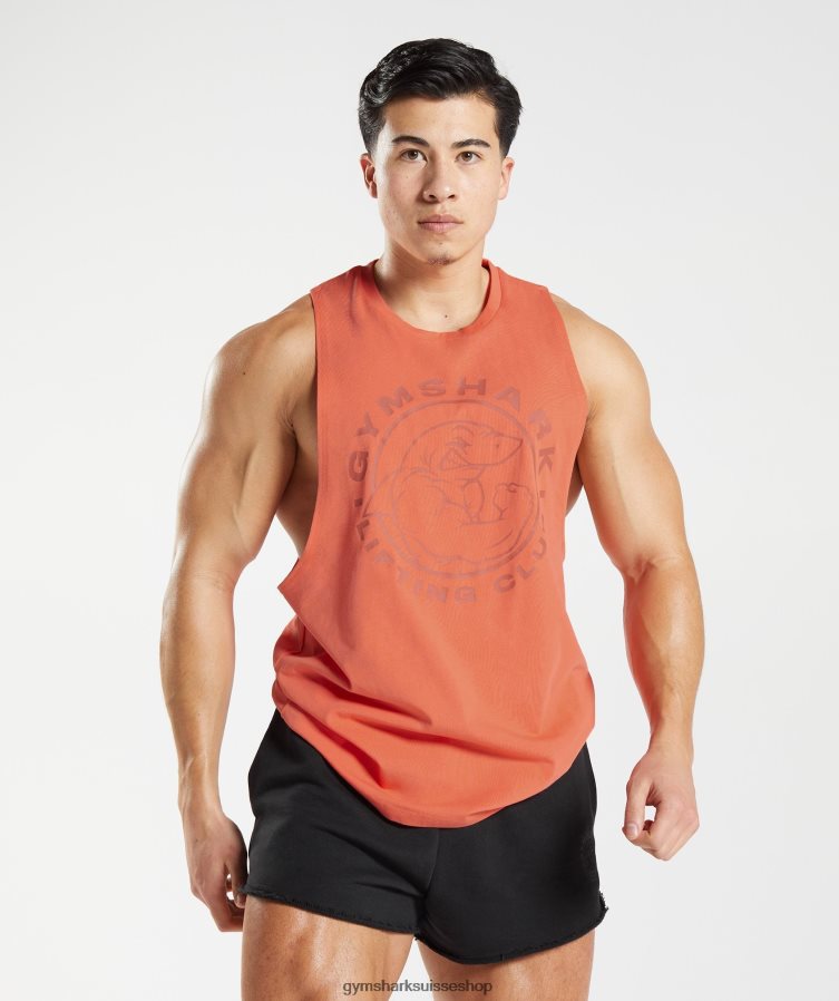 ch Gymshark Hommes réservoir à bras tombant hérité orange aérospatiale 02FP6T959 vêtements