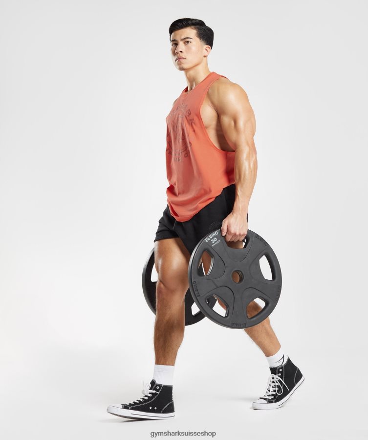 ch Gymshark Hommes réservoir à bras tombant hérité orange aérospatiale 02FP6T959 vêtements