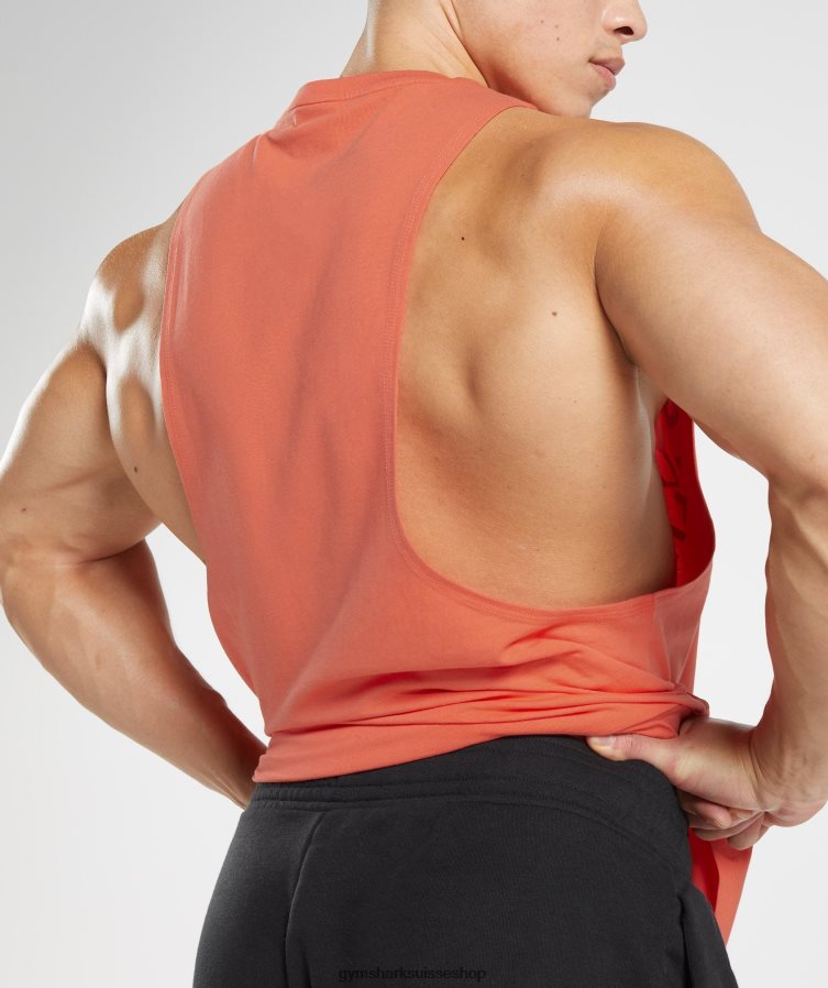 ch Gymshark Hommes réservoir à bras tombant hérité orange aérospatiale 02FP6T959 vêtements