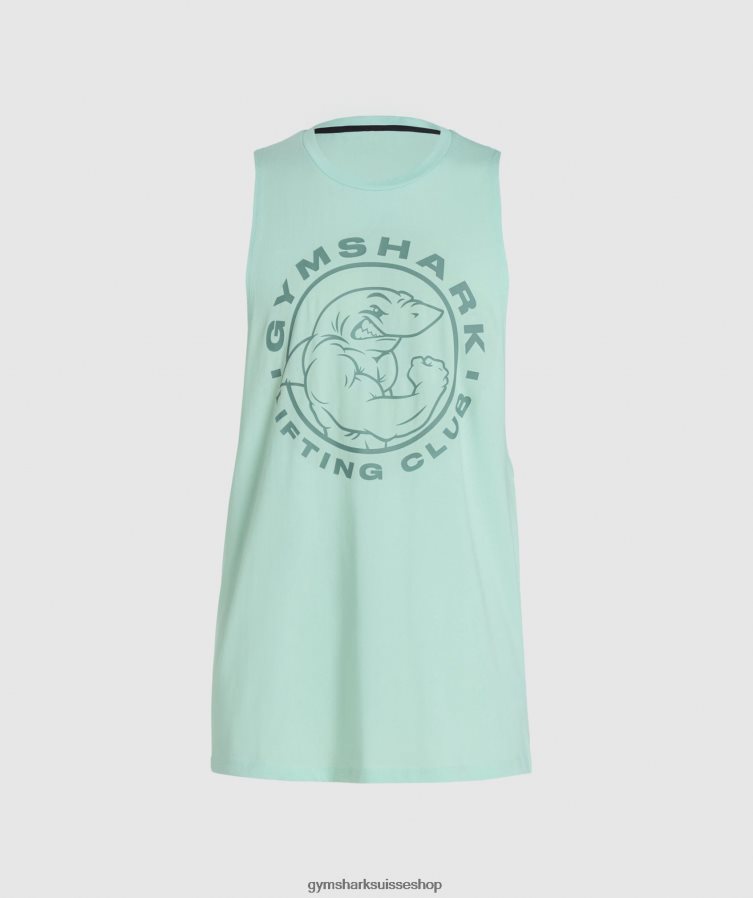 ch Gymshark Hommes réservoir à bras tombant hérité vert aqua 02FP6T964 vêtements